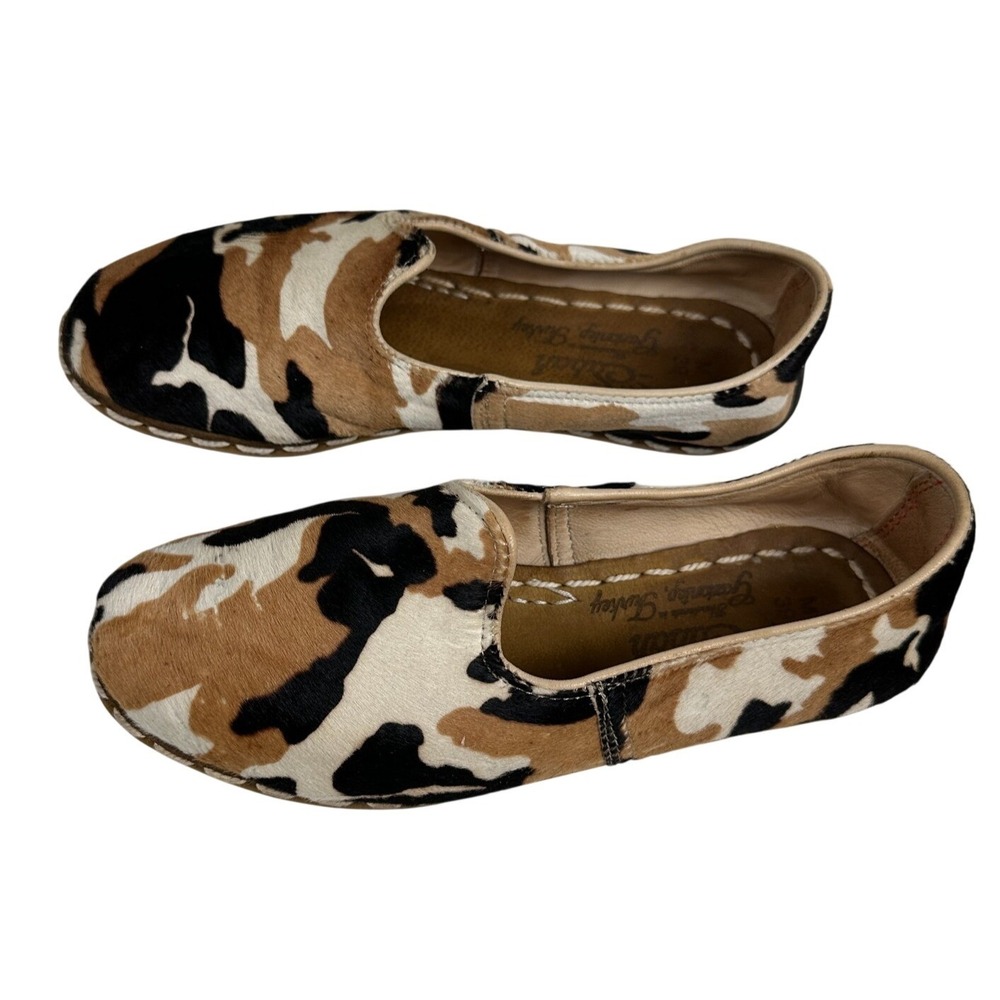 Sabah Haircalf Leather Camouflage‎ Slip On Flats Women's EU 39 M